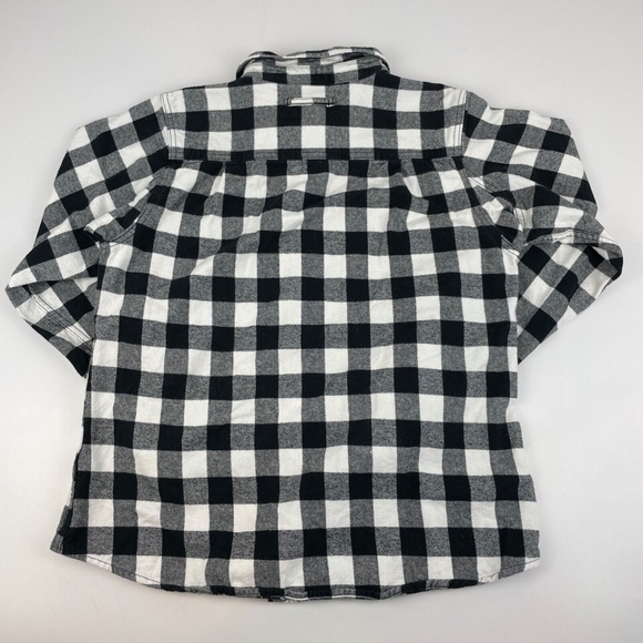 Five Brother Women's Size L Flannel Shirt Plaid Black Plaid Reinforced Bust - Picture 5 of 5